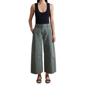 Apiece Apart Wide Leg Cotton Pants in Olive Green